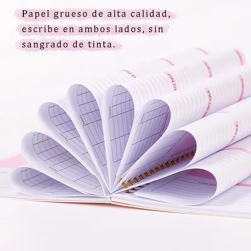 Agenda Español Rosa - 17X22 CM - Doble Anillo - Diario Semanal (Envio Gratis) - Imagen 3