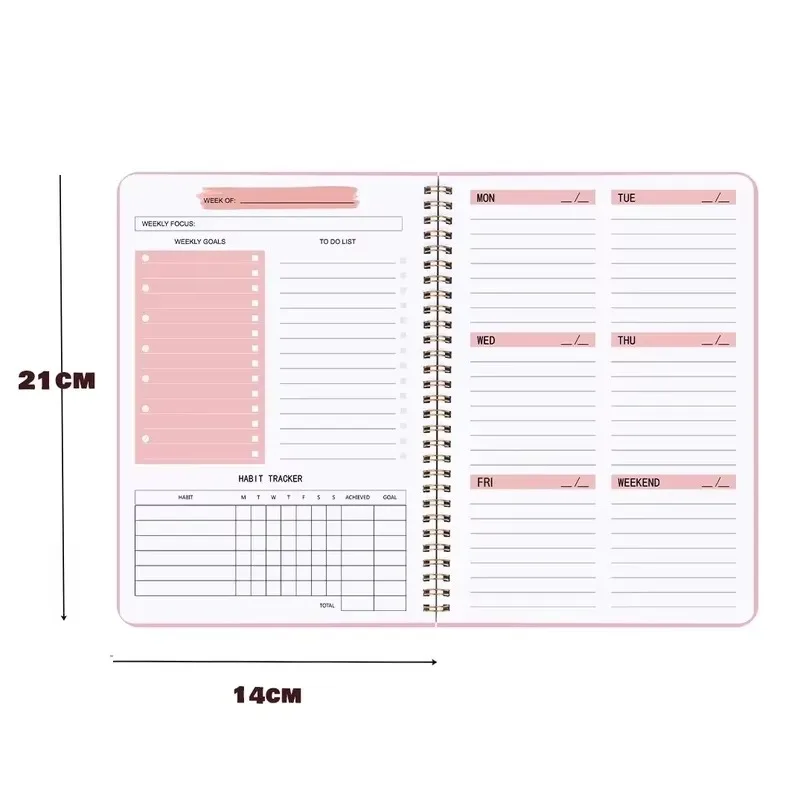Agenda Español Rosa - 17X22 CM - Doble Anillo - Diario Semanal (Envio Gratis) - Imagen 5